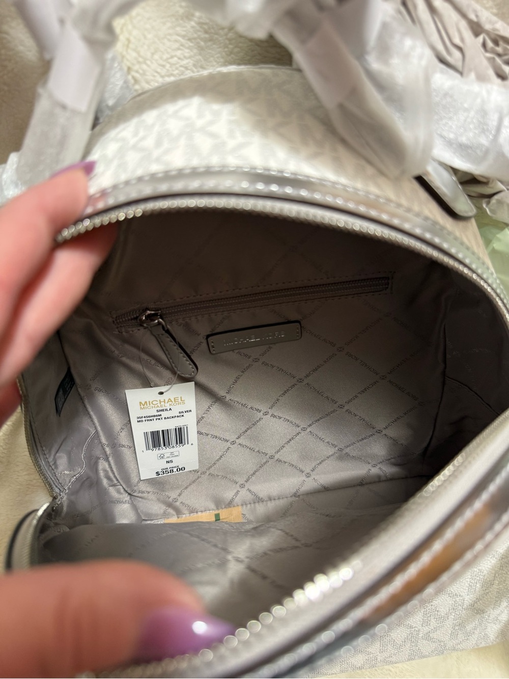 Michael Kors White MK Logo Mini Backpack - Picture 5 of 6
